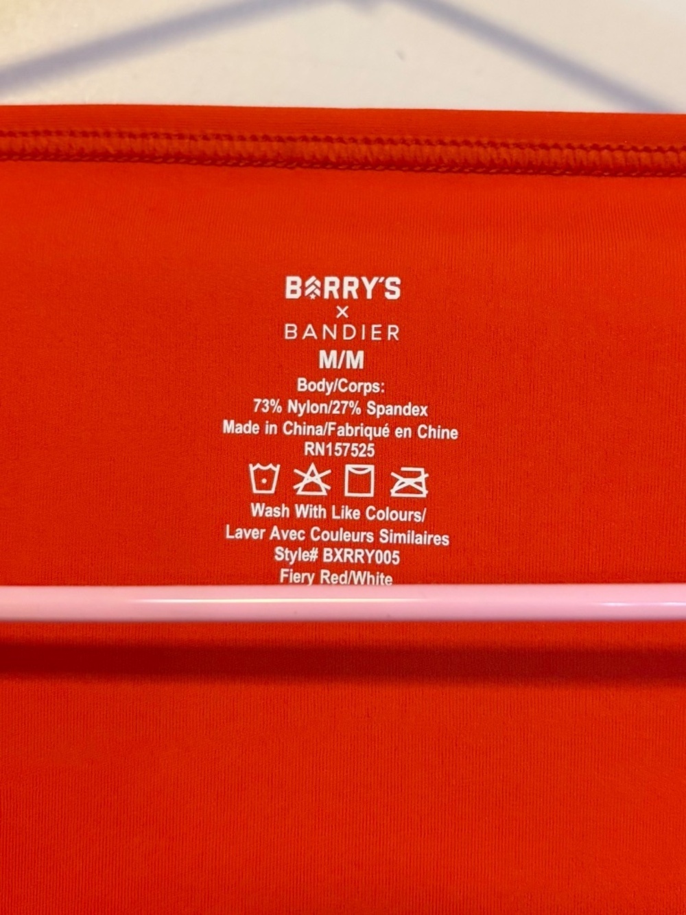 Barrys Bandier Active Workout Stretch Crop Short Sleeve Top Red White Womens M - Picture 4 of 4